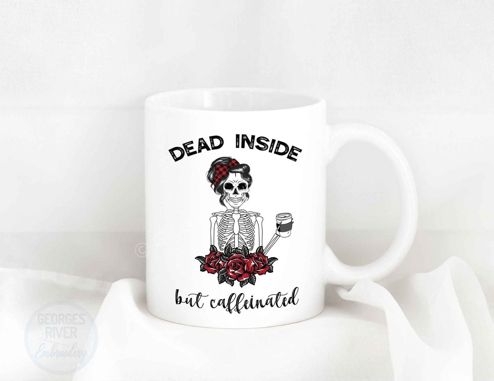 Funny Skeleton Design Coffee Mugs - Dead Inside But Caffinated - Image 2
