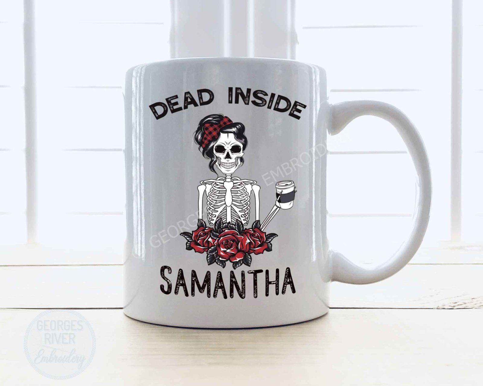 Funny Skeleton Design Coffee Mugs - Dead Inside But Caffinated - Image 3