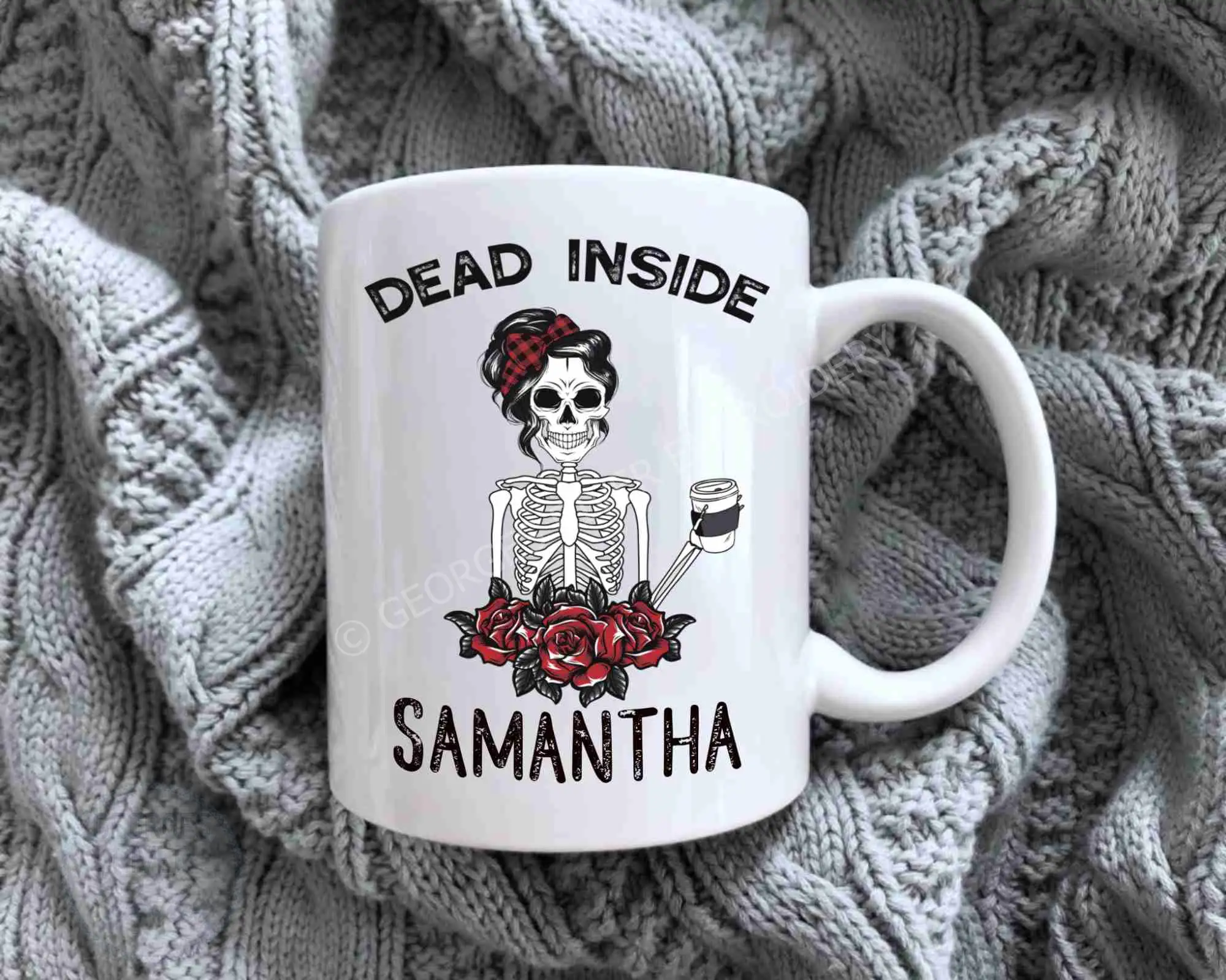 Funny Skeleton Design Coffee Mugs - Dead Inside But Caffinated - Image 4