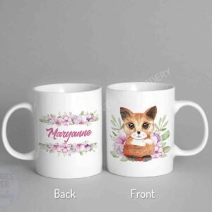 Personalised Woodland Animal mug gift - Kitty, Fox and Rabbit Designs