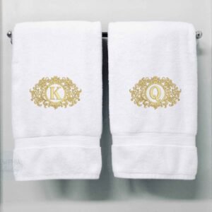 Embroidered Towel Set King Queen