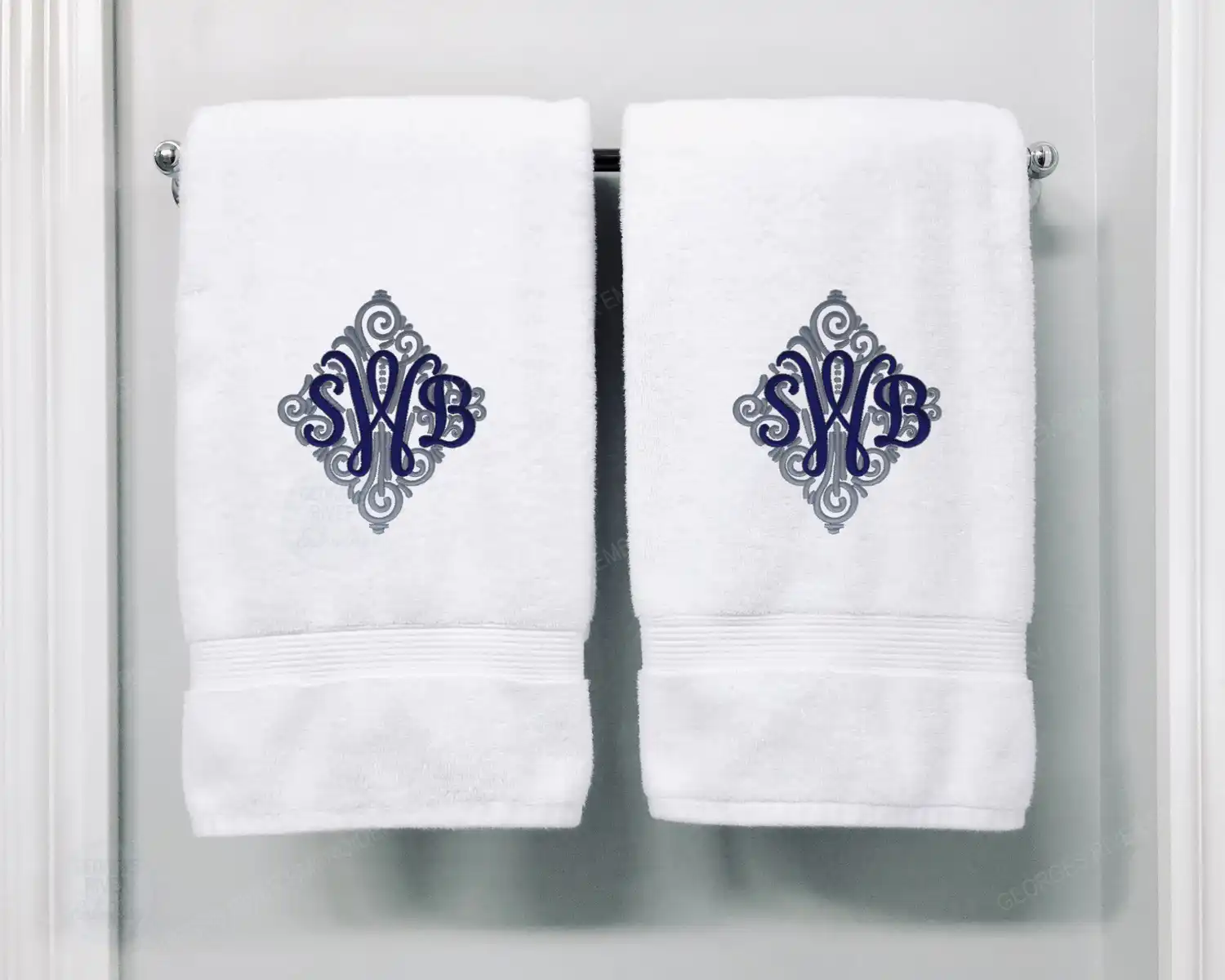 Personalised Monogrammed Bath Towel - 3 Initials & Swirls