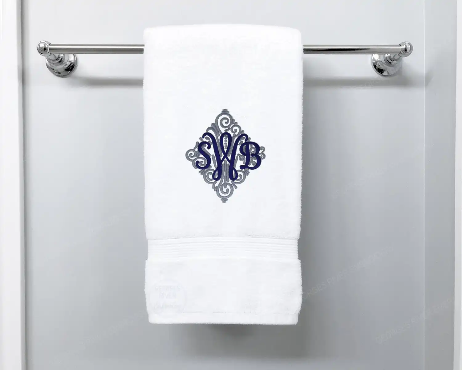 Personalised Monogrammed Bath Towel - 3 Initials & Swirls - Image 2