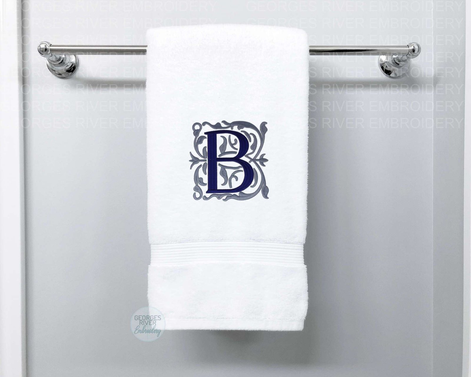 Personalised Monogrammed Bath Towel - Single or Set - 1 Letter Swirls Design - Image 2