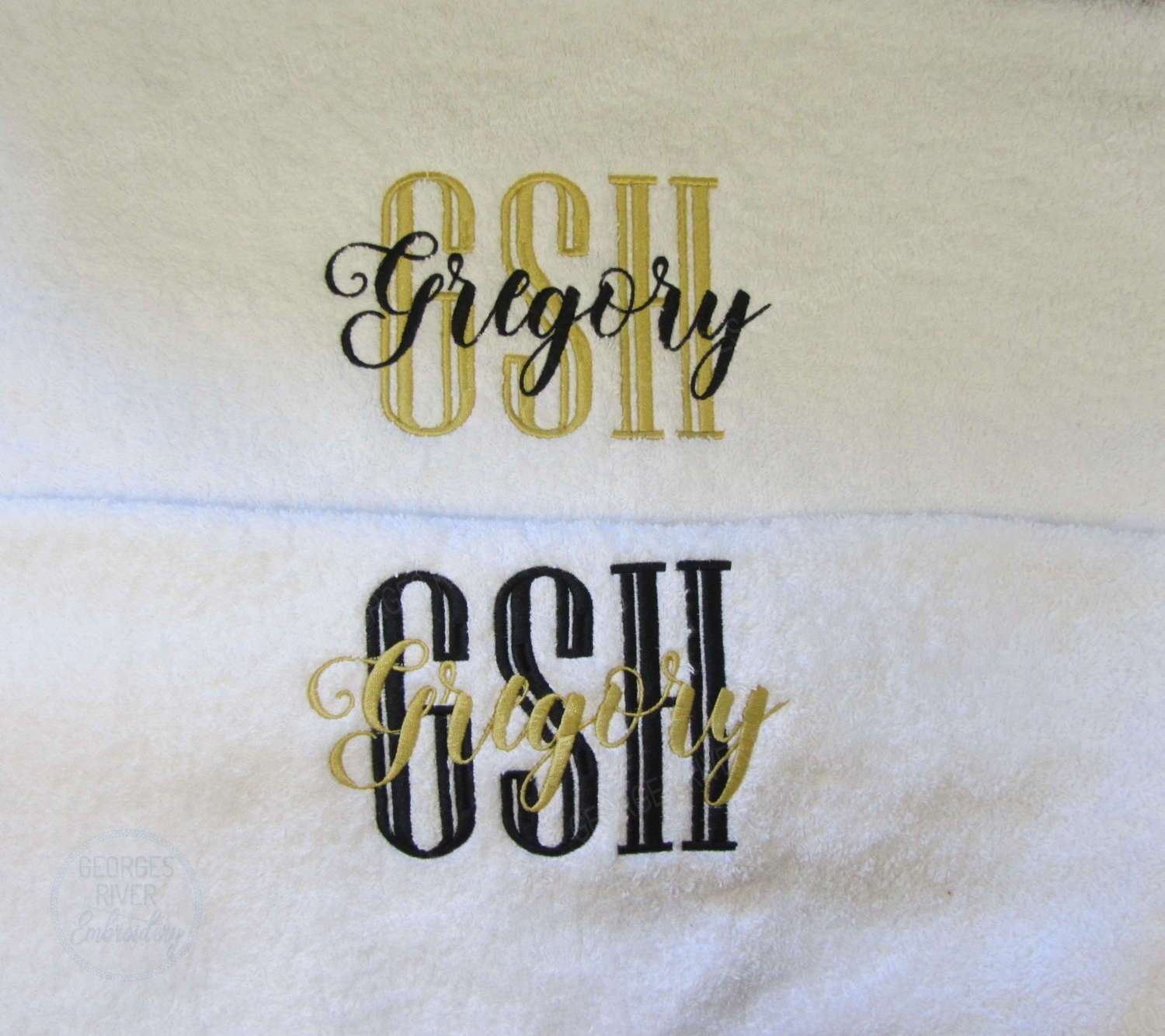 Personalised Monogrammed Bath Towel - Single or Set- Initials and Name - Image 3