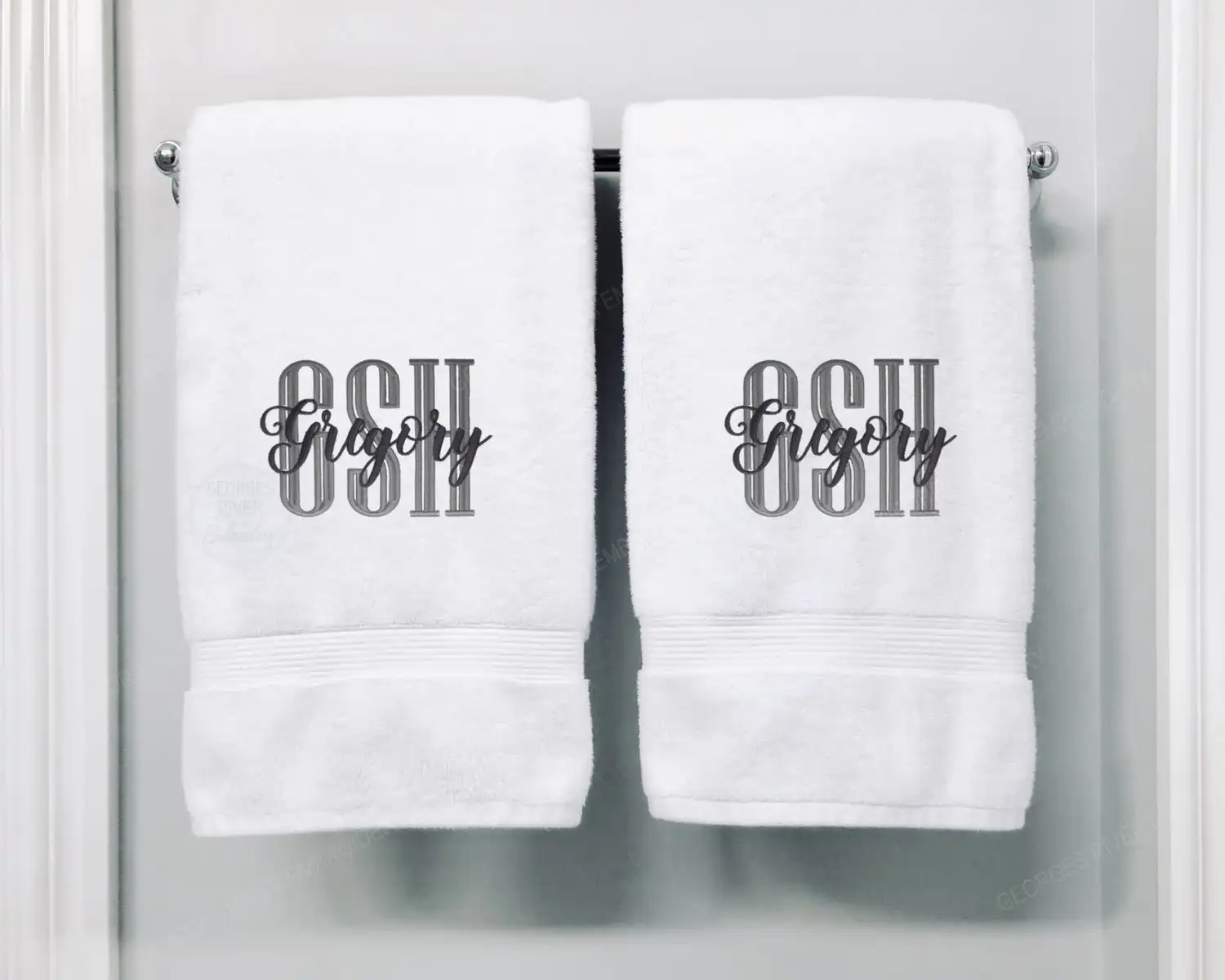 Personalised Monogrammed Bath Towel - Single or Set- Initials and Name