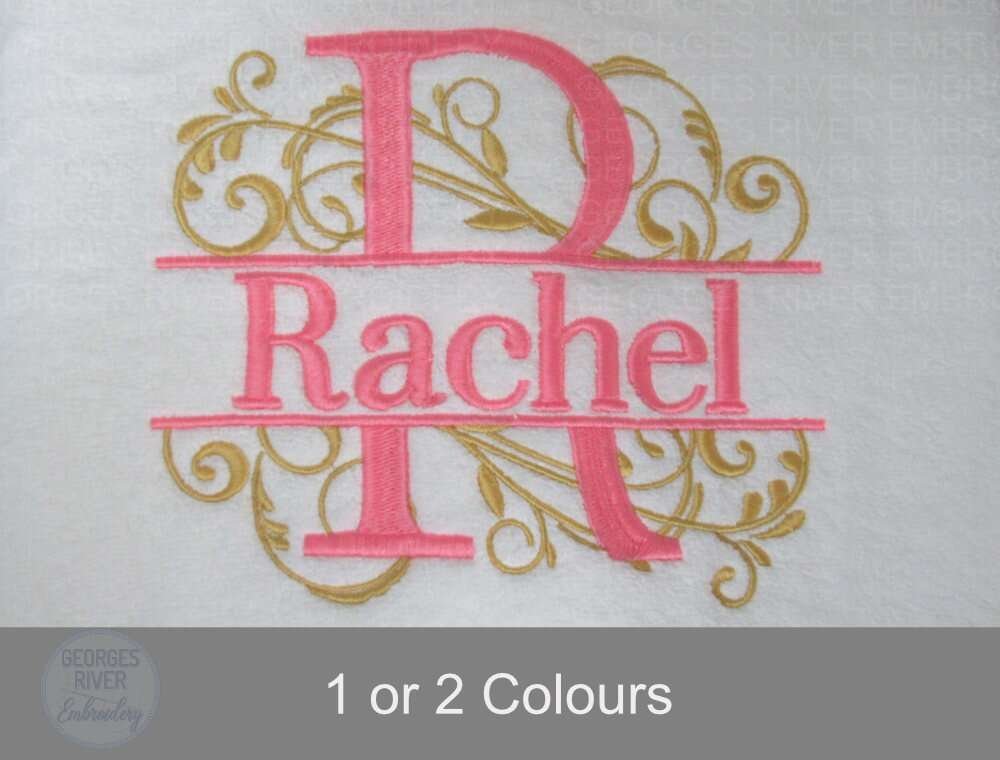 Personalised Monogrammed Bath Towel - Single or Set- Initials and Name Swirls - Image 2