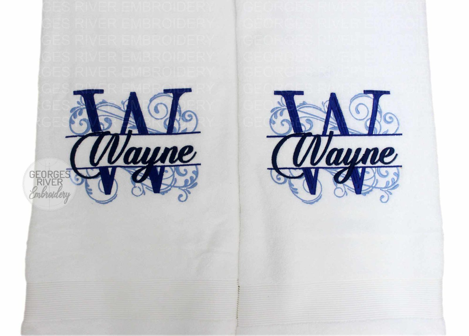 Personalised Monogrammed Bath Towel - Single or Set- Initials and Name Swirls - Image 4