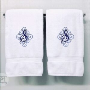 Personalised Monogrammed Bath Towel - Single or Set- Swirl Design