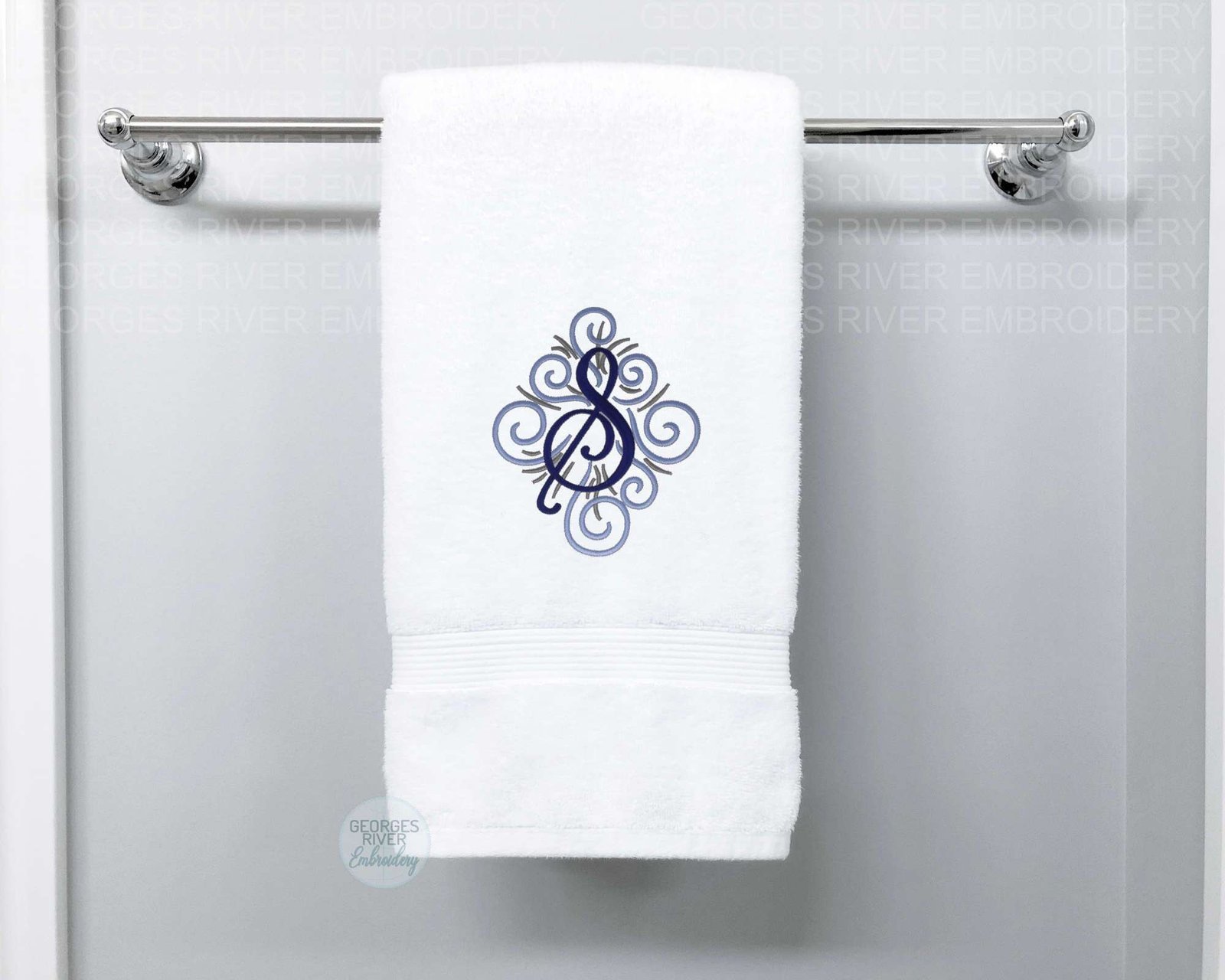 Personalised Monogrammed Bath Towel - Single or Set- Swirl Design - Image 2