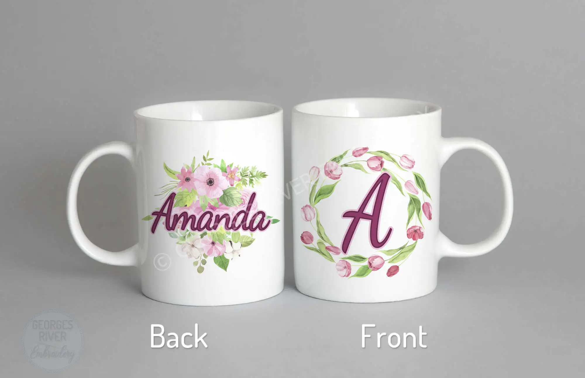 Personalised Mug - Flowers - With Your Name - Image 3