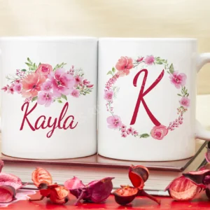 Personalised Mug - Flowers - With Your Name