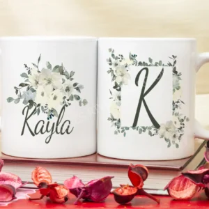 Personalised Mug - Flowers - With Your Name