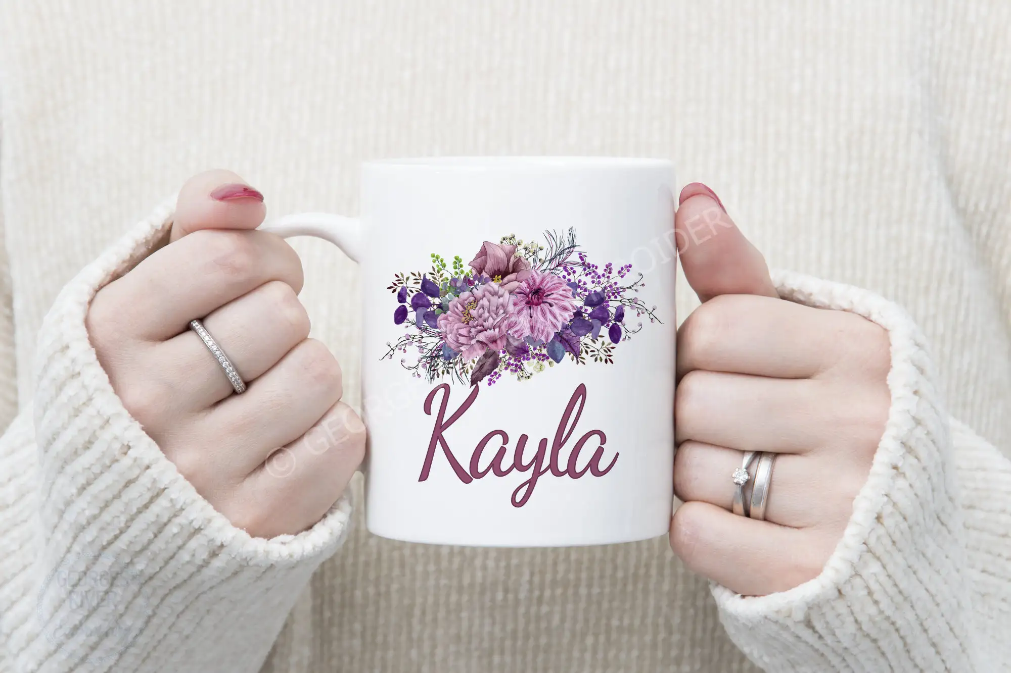 Personalised Mug - Flowers - With Your Name - Image 5