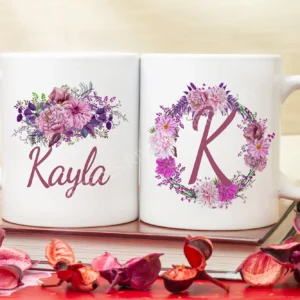 Personalised Mug - Flowers - With Your Name