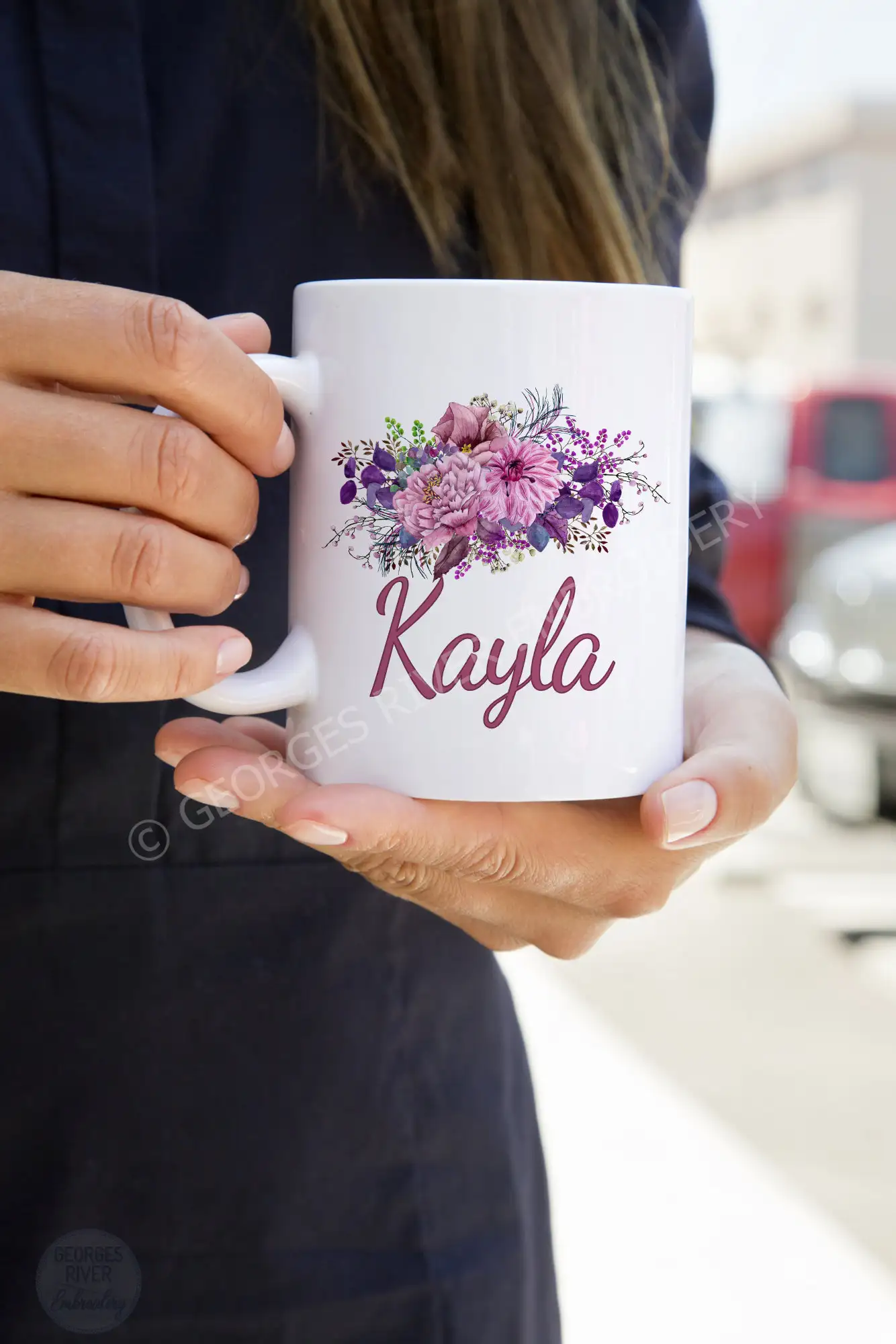 Personalised Mug - Flowers - With Your Name - Image 3