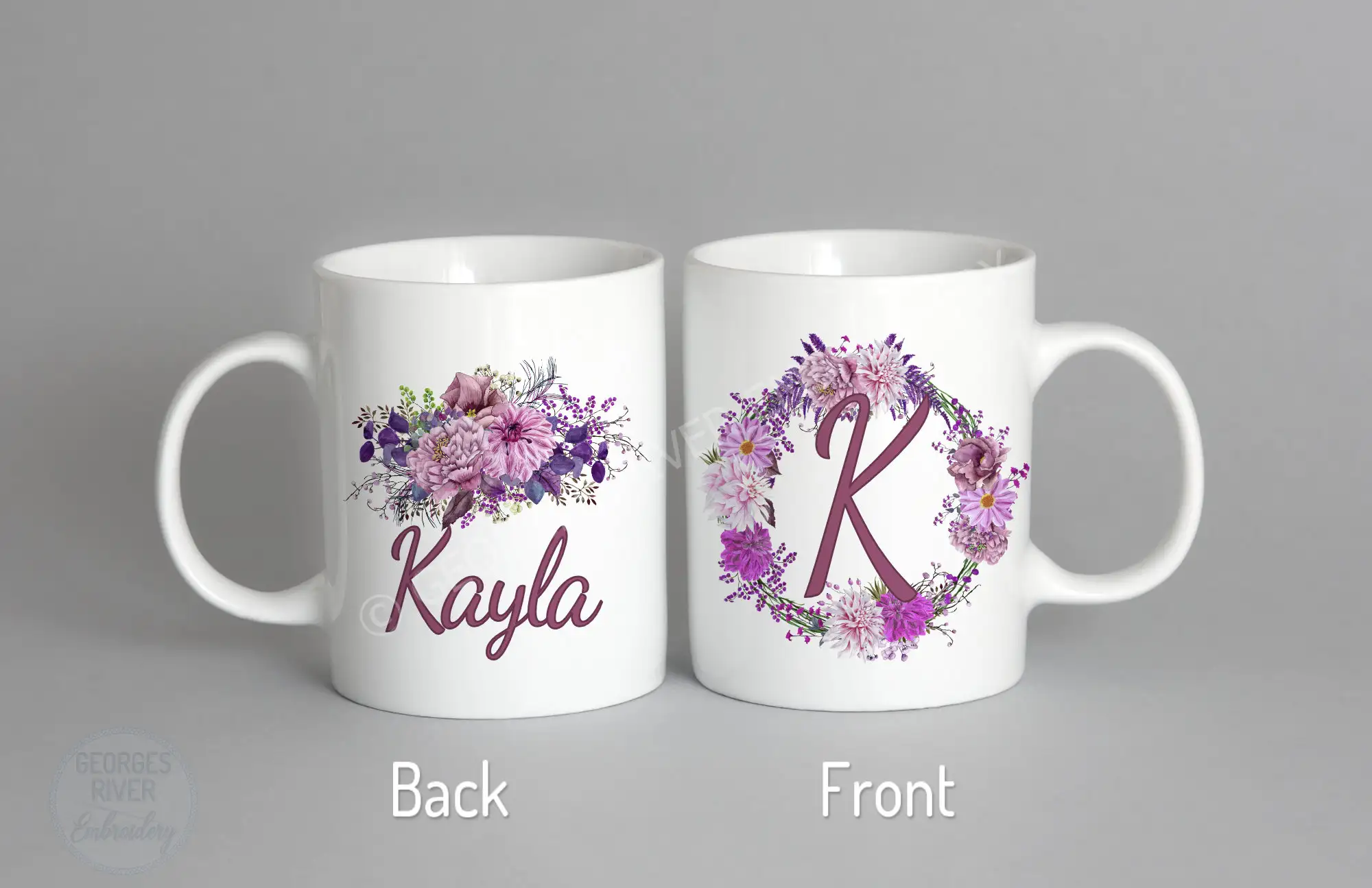 Personalised Mug - Flowers - With Your Name - Image 2