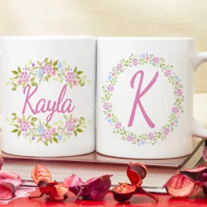 Personalised Mug - Flowers - With Your Name