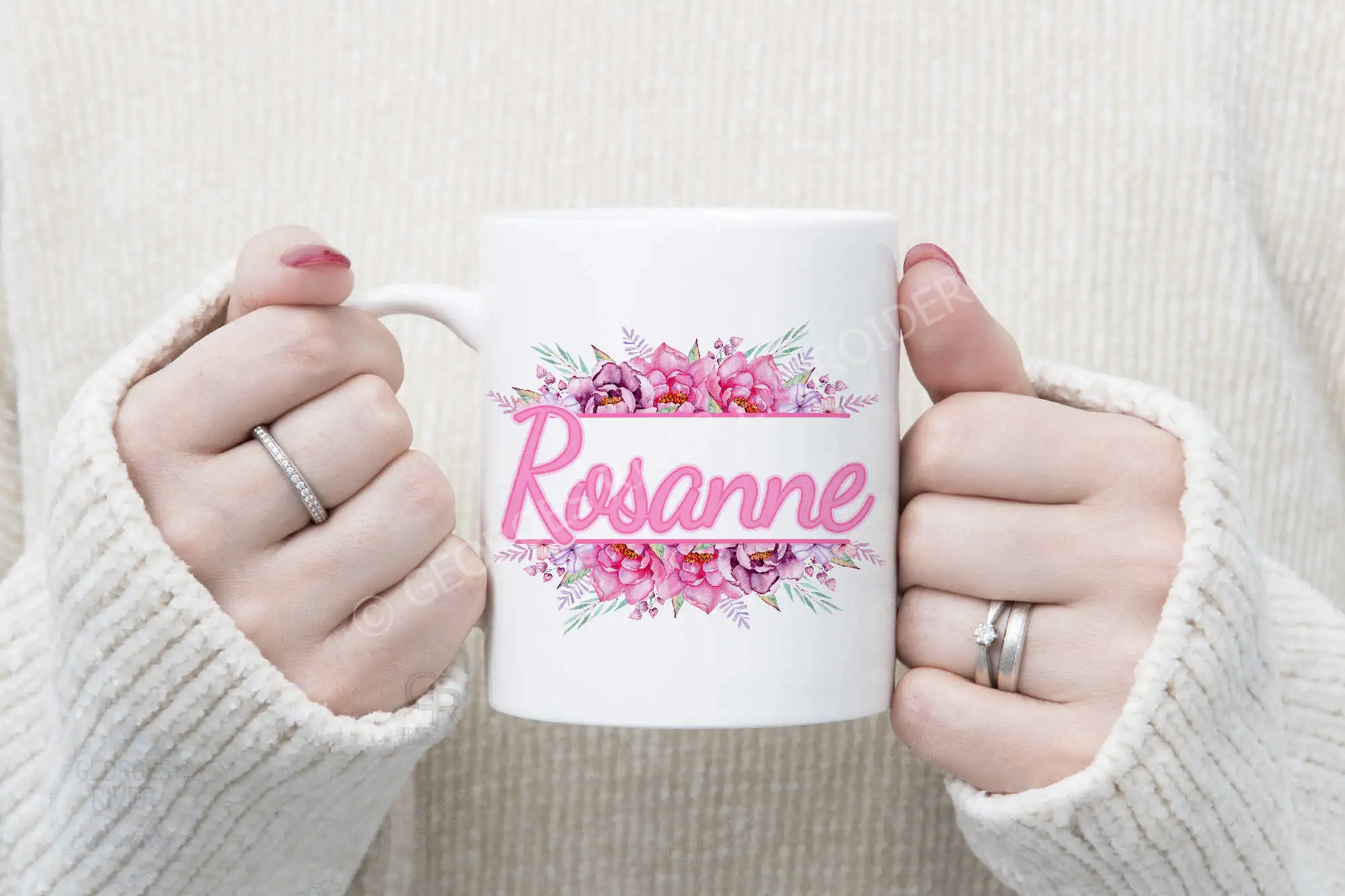 Personalised Mug - Flowers - With Your Name - Image 4