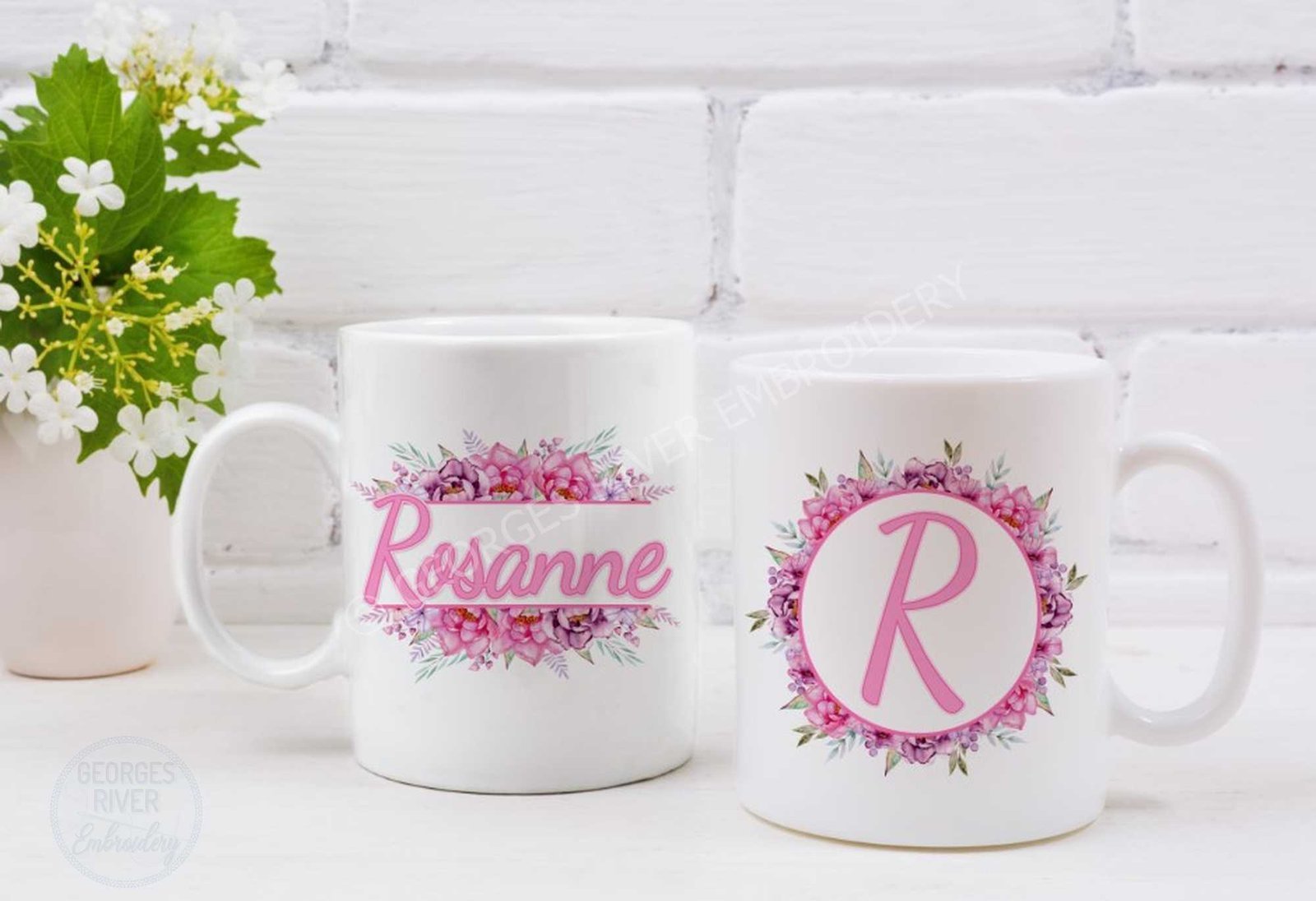 Personalised Mug - Flowers - With Your Name - Image 2