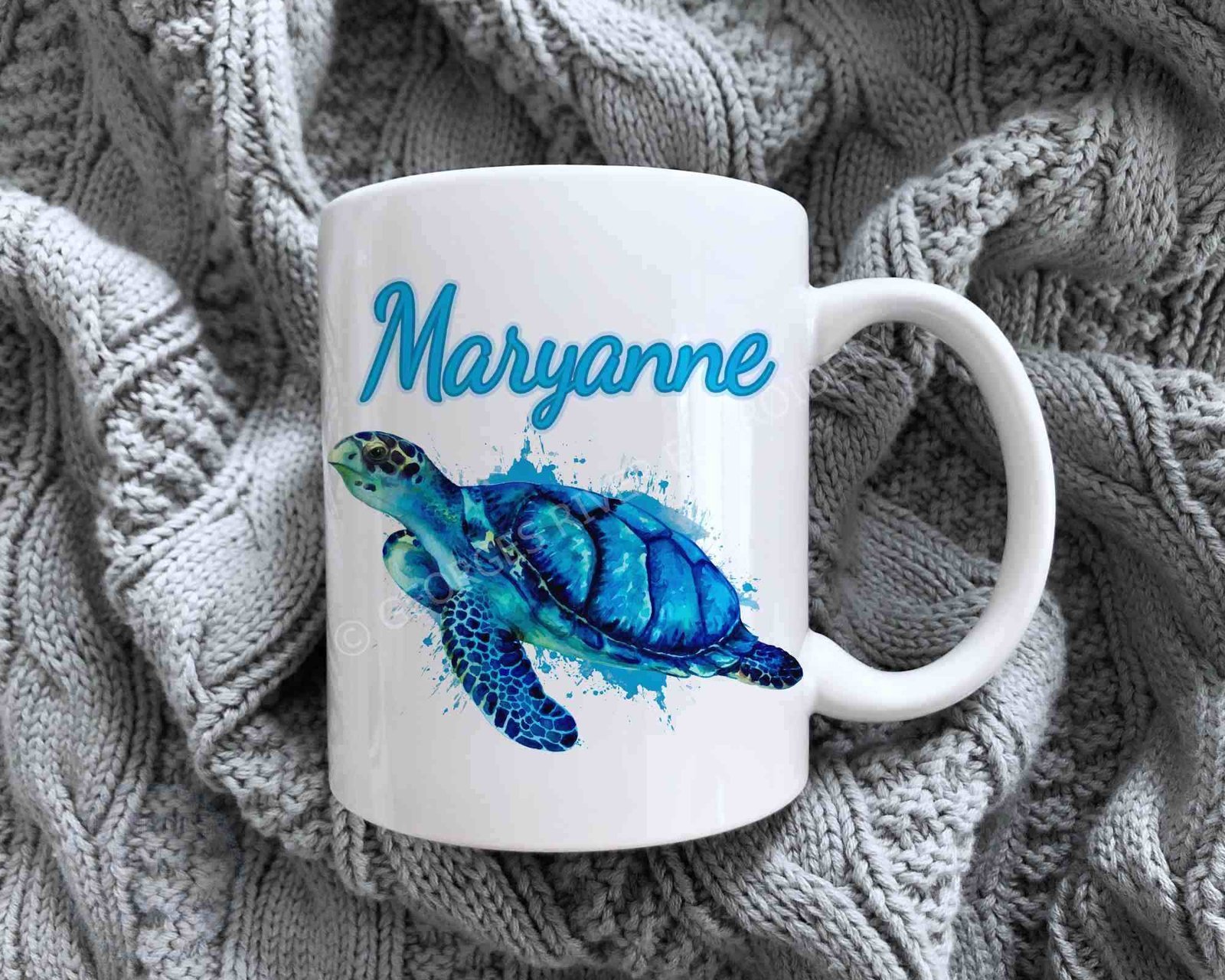 Coffee Mug Turtle Design - Personalised with your name - Image 2